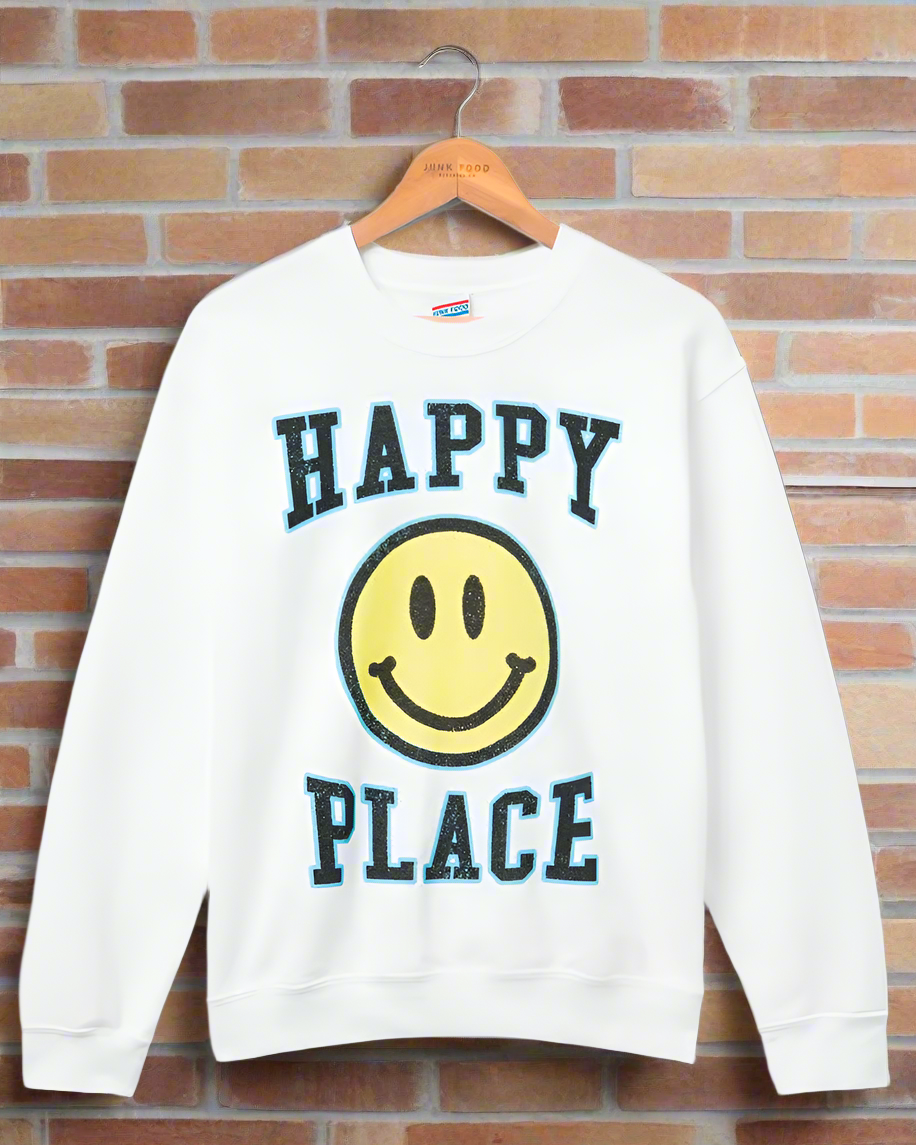 Shop Junk Food Junk Food Womens Happy Place Flea Market Fleece Sweater online at Spoiled Brat