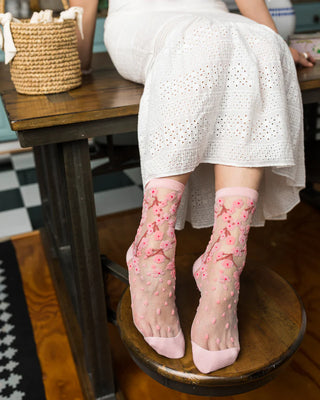 Shop Sock Candy Cherry Blossom Sheer Crew Sock - Spoiled Brat  Online