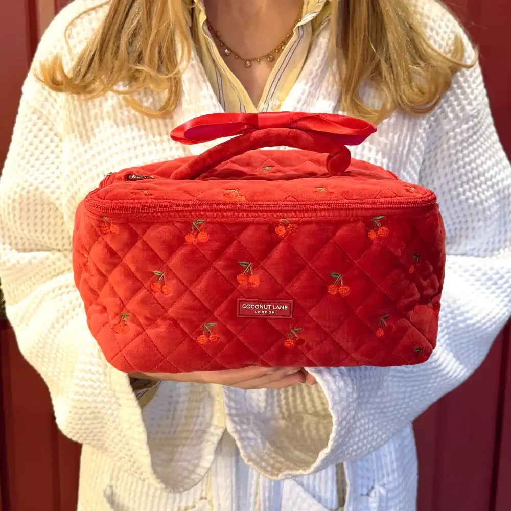 Coconut Lane Travel Vanity Case in Cherry Velvet