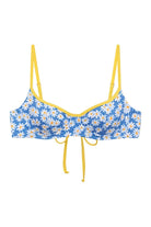 Frankies Bikinis Cola Underwire Balconette Bikini Top in Blue Daisy Bikini Top by Frankies Bikinis as seen on celebrities