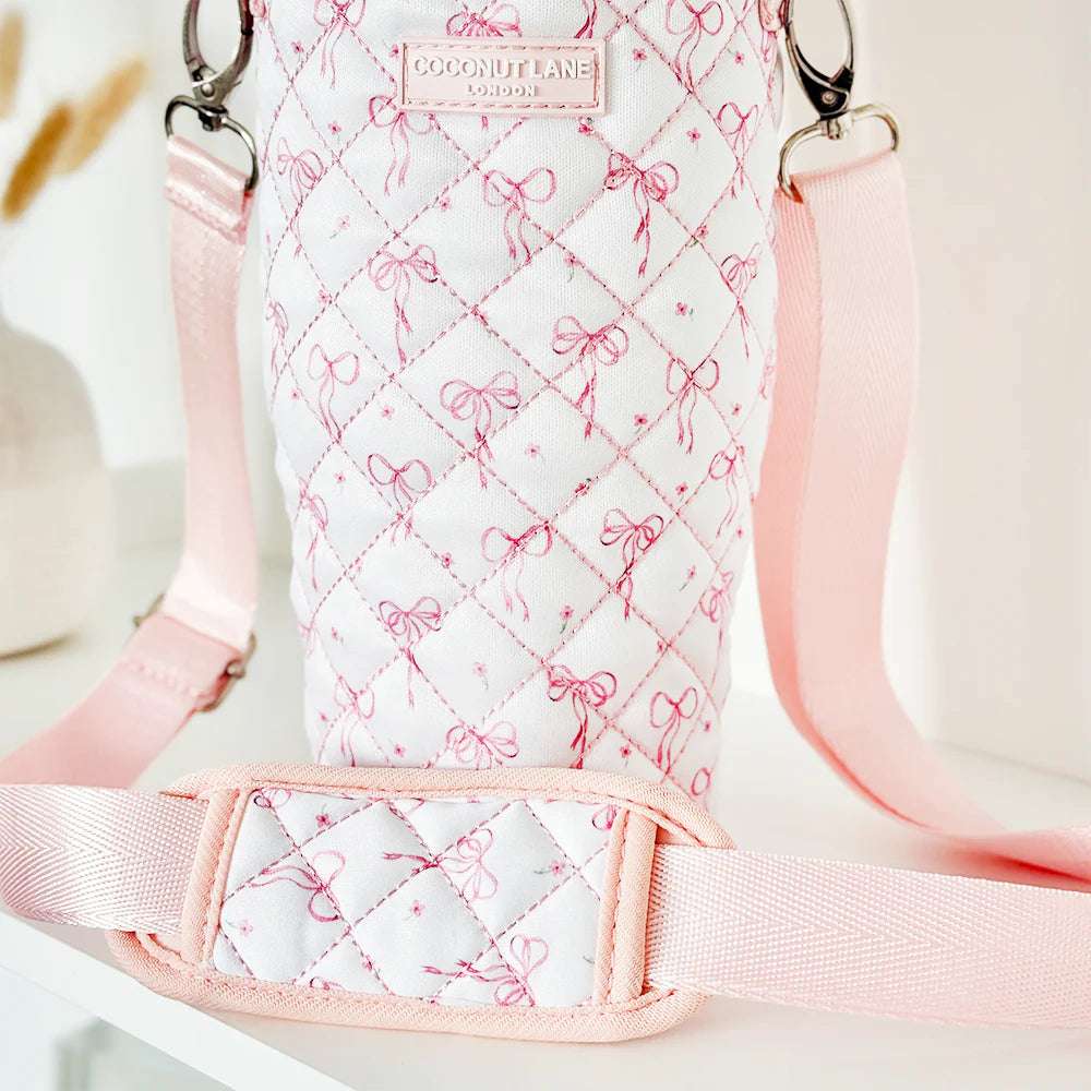 Coconut Lane Quilted Dainty Bows Tumbler Carry Case Water Bottle by Coconut Lane as seen on celebrities