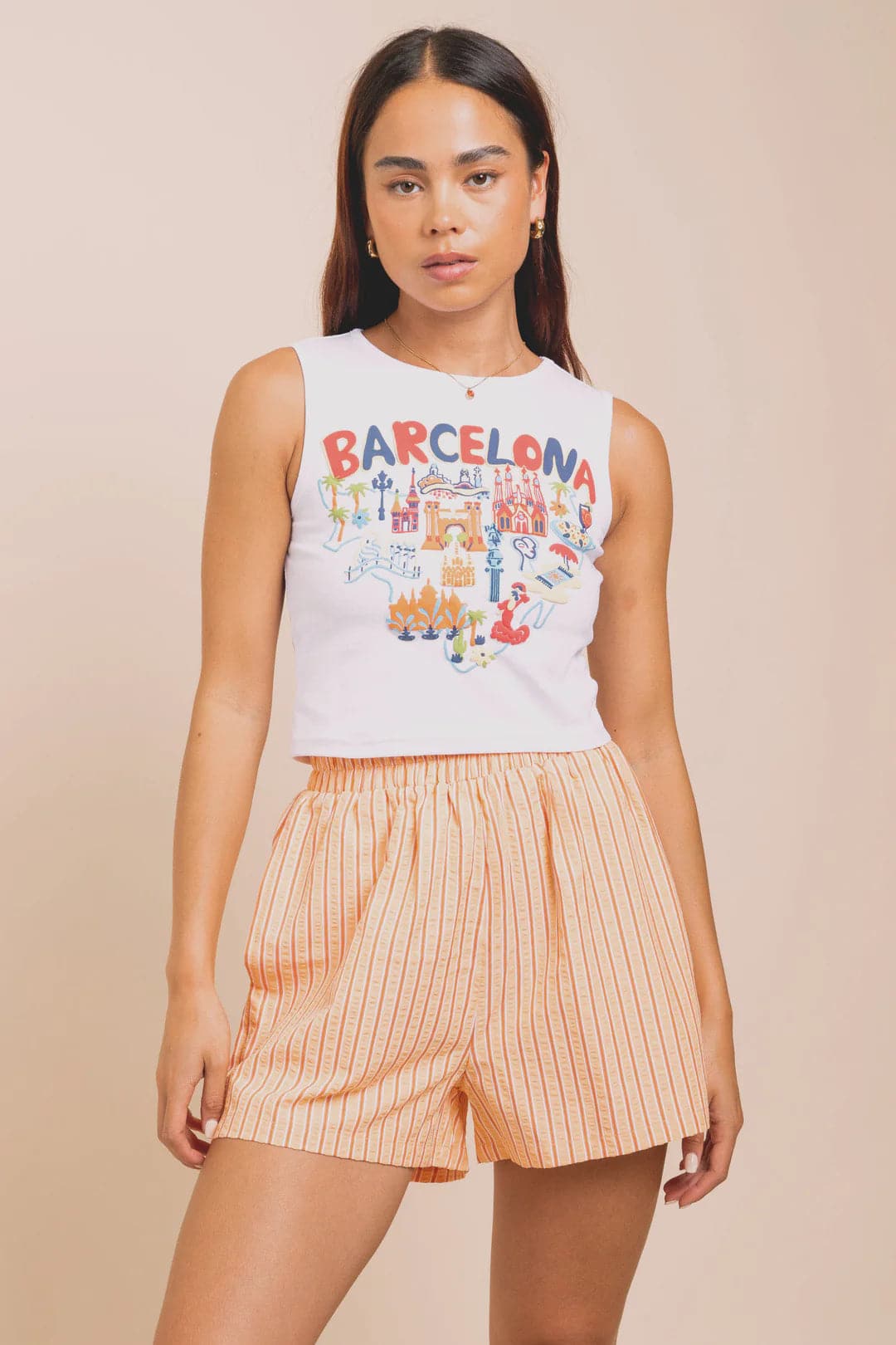 Shop Daisy Street Daisy Street Barcelona Puff Print Tank Top online at Spoiled Brat