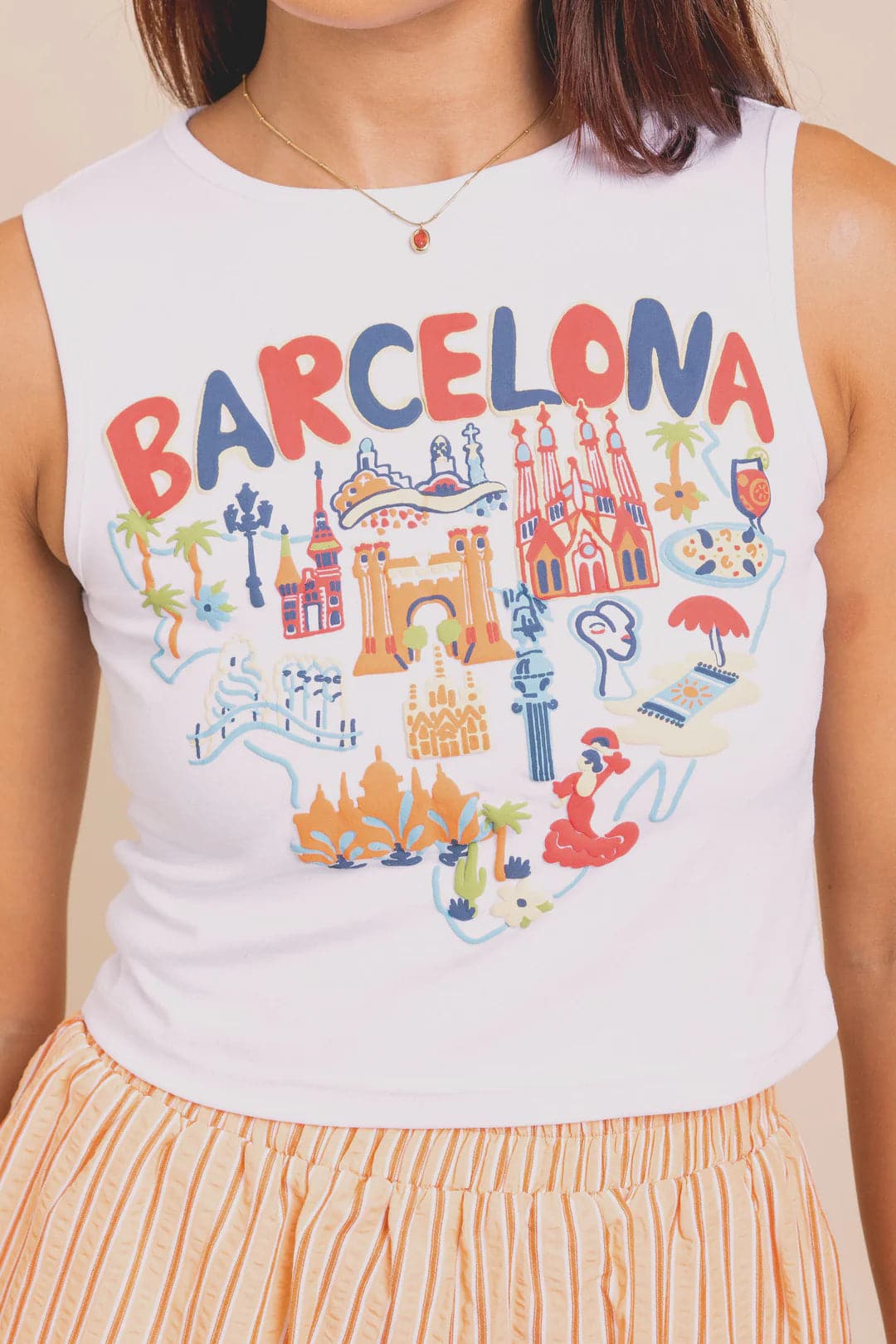 Shop Daisy Street Daisy Street Barcelona Puff Print Tank Top online at Spoiled Brat