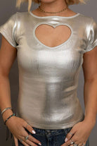 Daisy Street Heart Cut Out Boat Neck Tee T-Shirt by Daisy Street as seen on celebrities