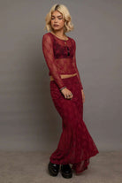 Daisy Street Red Lace Maxi Skirt with Bows Maxi Skirt by Daisy Street as seen on celebrities