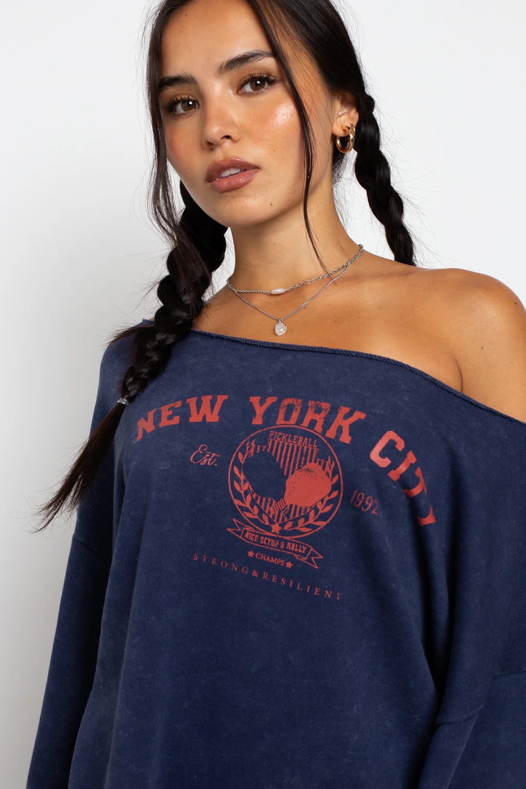 Daisy Street Slashed Neck NYC Sweater