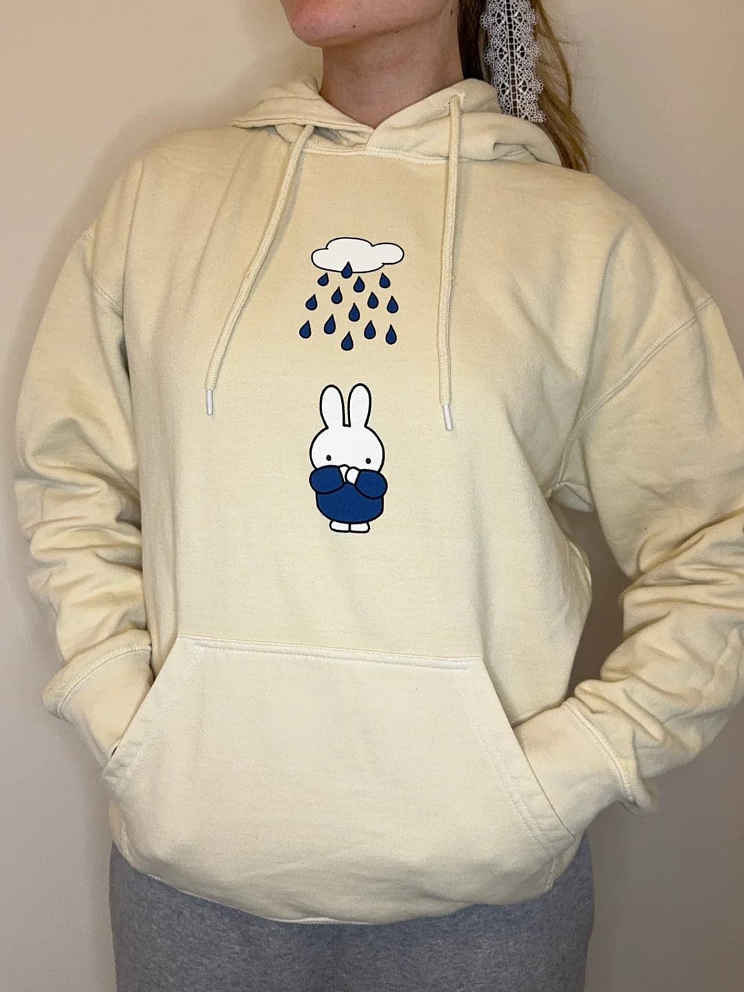 Shop Daisy Street Daisy Street x Miffy Raindrops Natural Hoodie online at Spoiled Brat