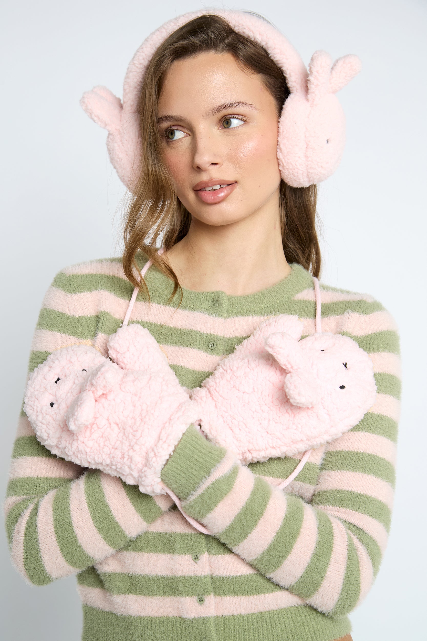Daisy Street Miffy Pink Mitten Gloves