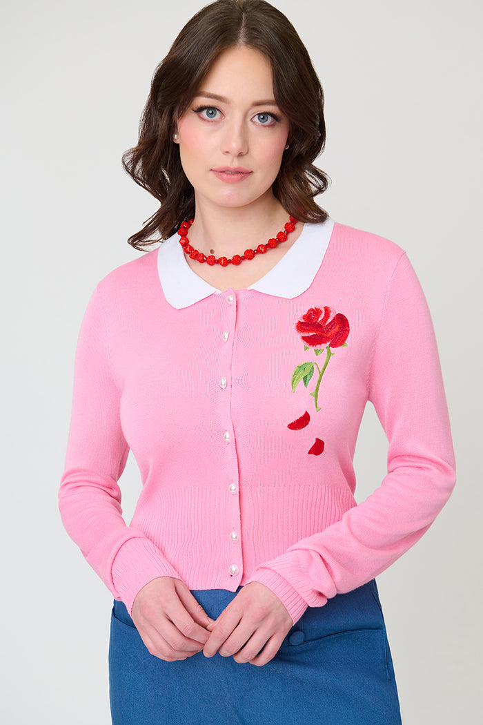 Disney Beauty & The Beast Pink Rose Cardigan