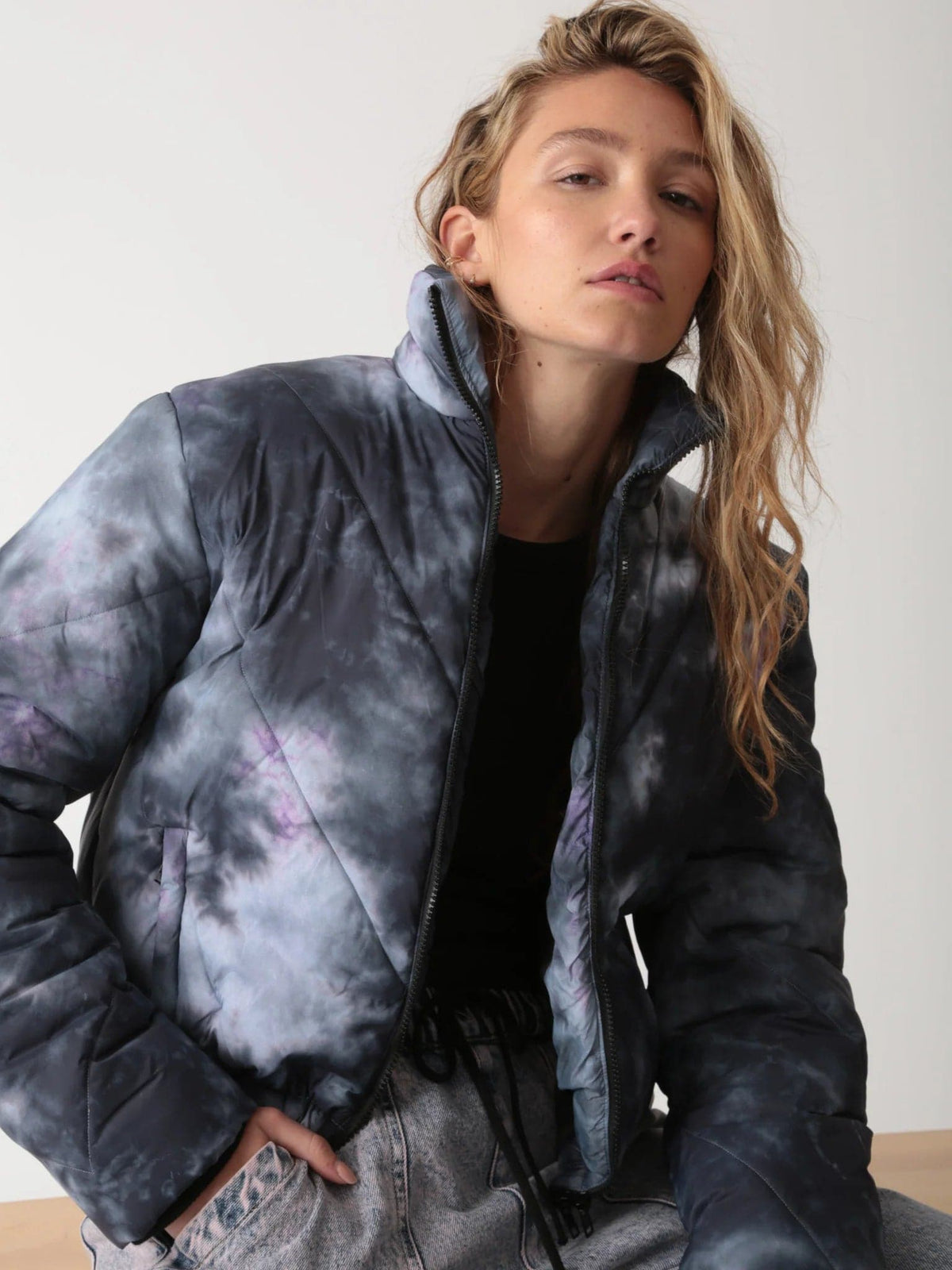 Shop Electric and Rose Electric & Rose Puffer Bomber Jacket as seen on Chloe Meadows online at Spoiled Brat