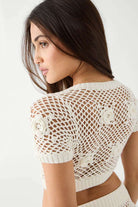 Frankies Bikinis Adaline Crochet Cropped Shirt Crop Top by Frankies Bikinis as seen on celebrities