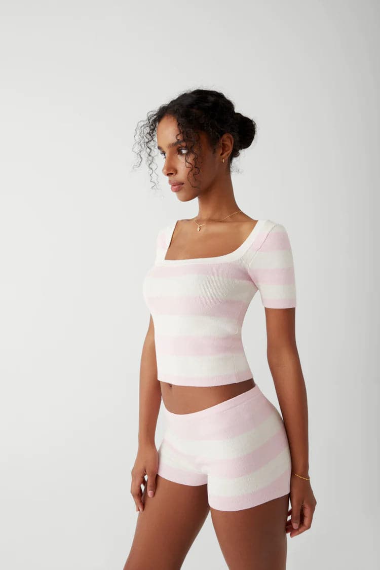 Frankies Bikinis Sunset Ballet Knit Shirt Top by Frankies Bikinis as seen on celebrities