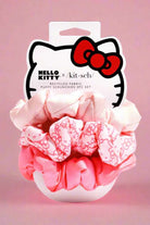Hello Kitty x Kitsch Recycled Fabric Puffy Scrunchies 3pc Set Hair Band by Kitsch as seen on celebrities