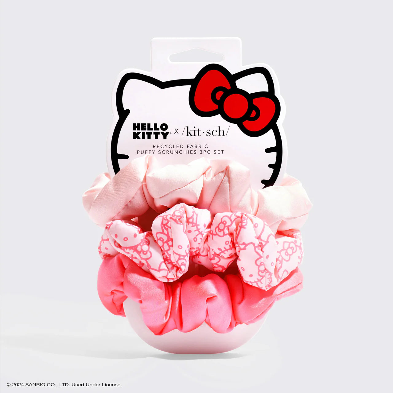 Shop Kitsch Hello Kitty x Kitsch Recycled Fabric Puffy Scrunchies 3pc Set online at Spoiled Brat