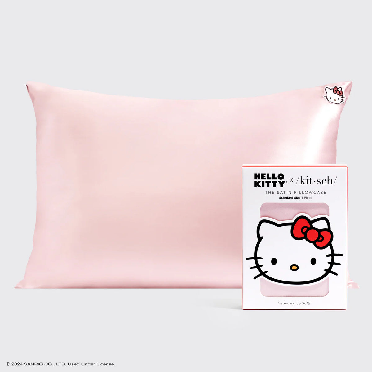 Shop Kitsch Hello Kitty x Kitsch Satin Pillowcase - Solid Pink Hello Kitty Face online at Spoiled Brat