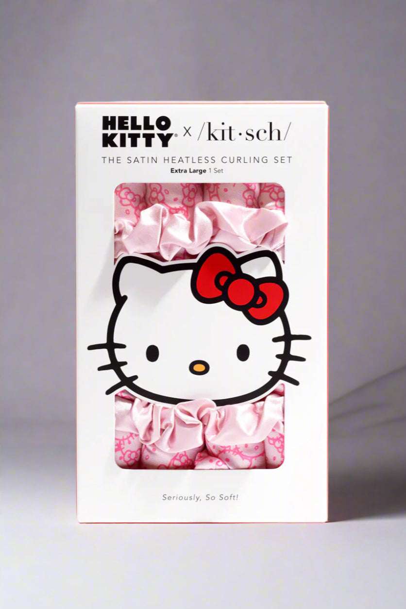 Hello Kitty x Kitsch XL Heatless Curling Set - Pink Hello Kitty Faces Hair by Kitsch as seen on celebrities