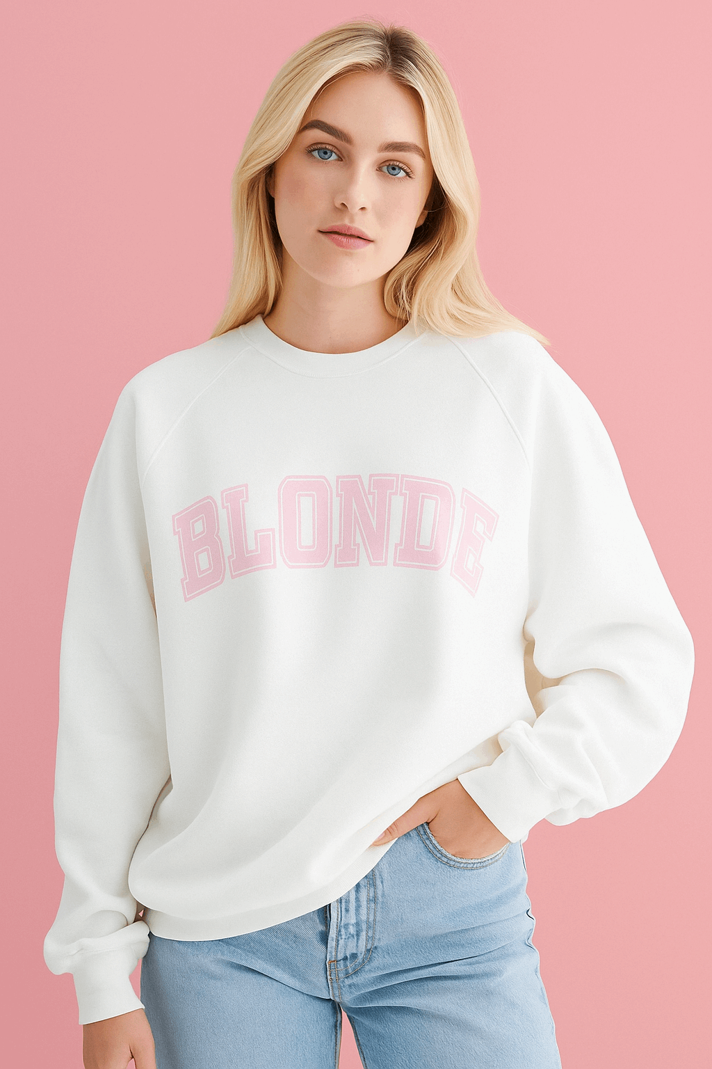 Brunette The Label "Blonde" Varsity Hair Colour Not Your Boyfriend's Crew Sweater