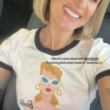 Barbie™ x Unique Vintage Barbie Icon Graphic Ringer Tee as seen on Sarah Jayne Dunn