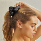 Kitsch & Mickey and Minnie Recycled Black Fabric Rhinestone Scrunchie Hair Band by Kitsch as seen on celebrities