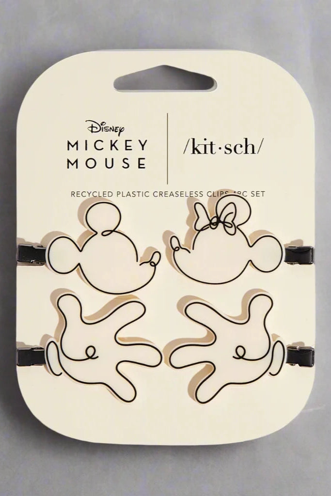 Shop Kitsch Kitsch & Mickey and Minnie Recycled Plastic Creaseless Clips 4pc Set- Cream online at Spoiled Brat