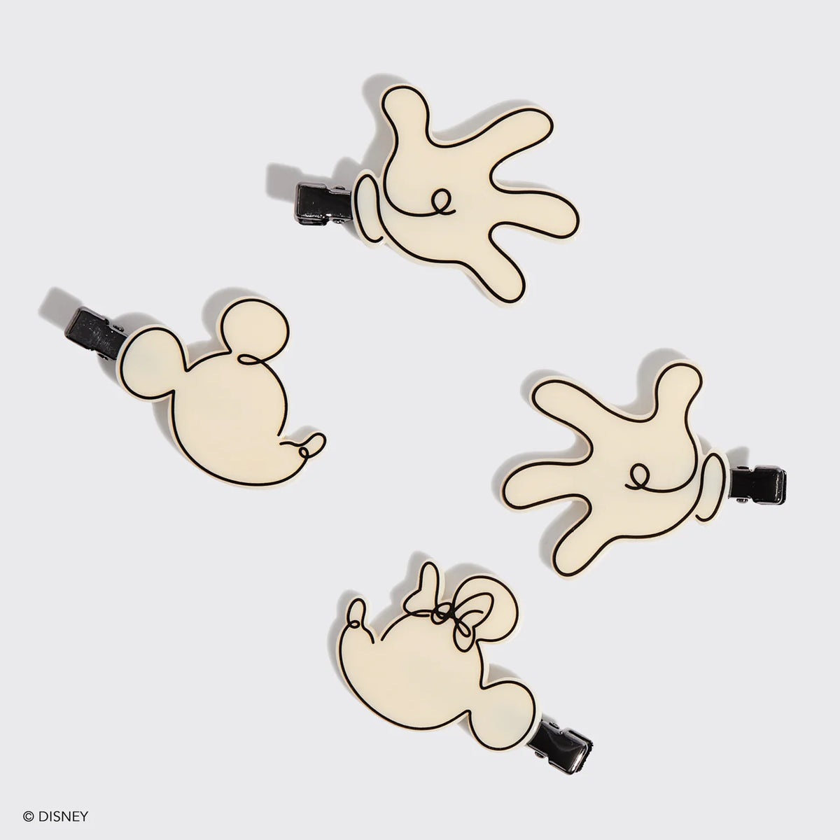 Shop Kitsch Kitsch & Mickey and Minnie Recycled Plastic Creaseless Clips 4pc Set- Cream online at Spoiled Brat