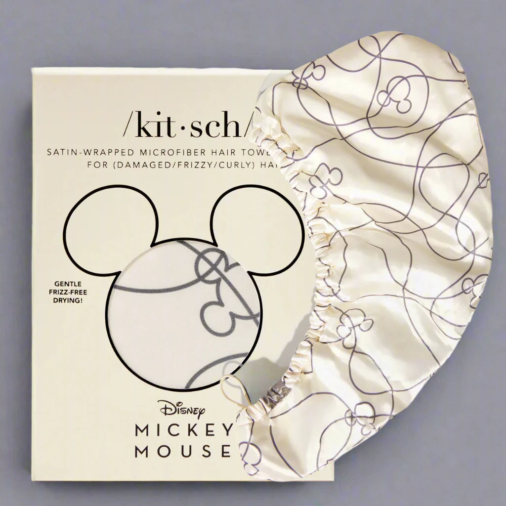 Shop Kitsch Kitsch & Mickey and Minnie Satin-Wrapped Hair Towel - Mickey Maze online at Spoiled Brat