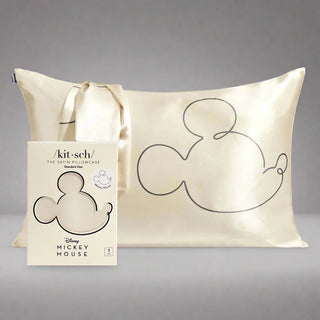 Kitsch & Mickey and Minnie Satin Pillowcase Standard Mr. Mouse - Cream