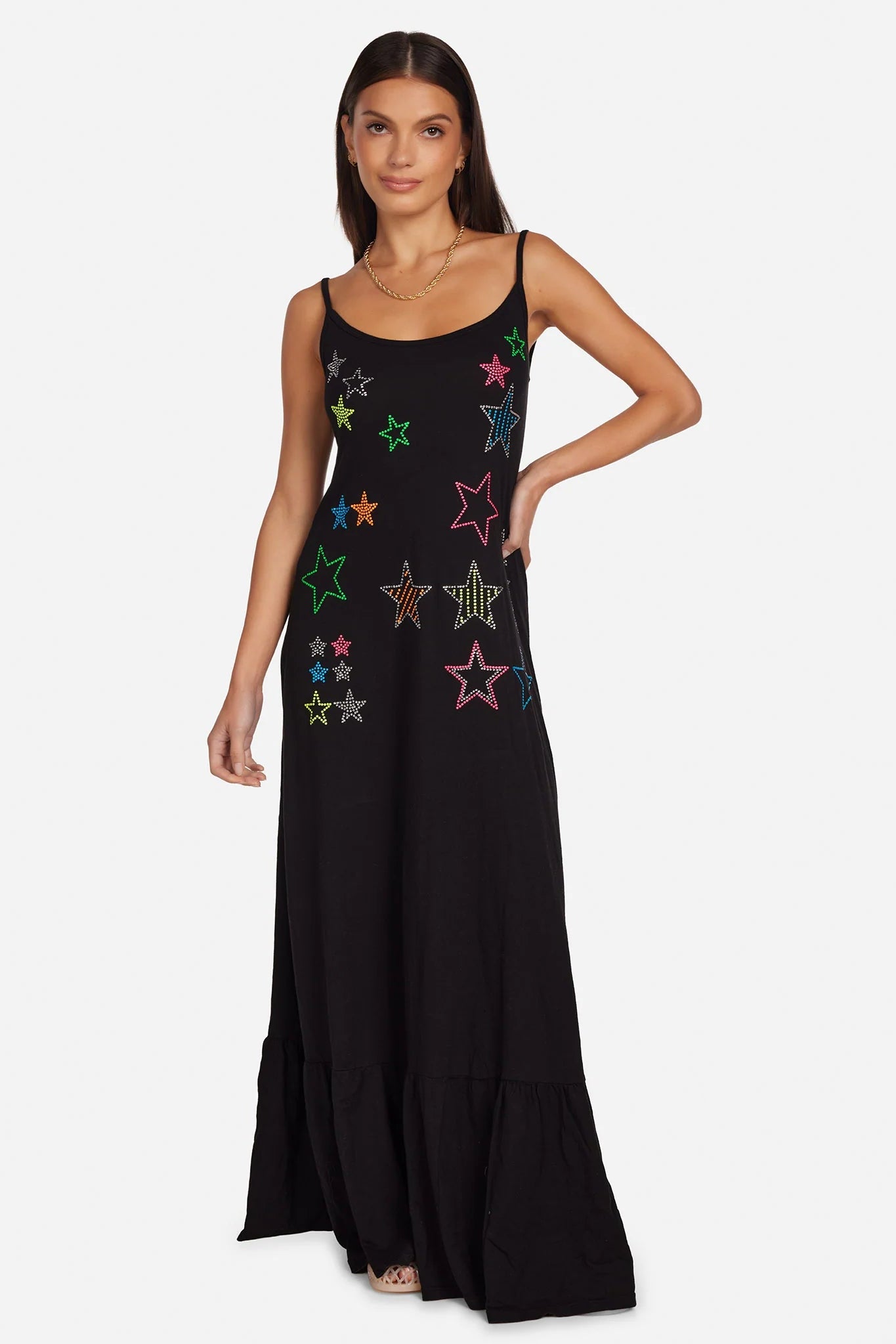 Lauren Moshi Beatrix Neon Stud Stars Maxi Dress