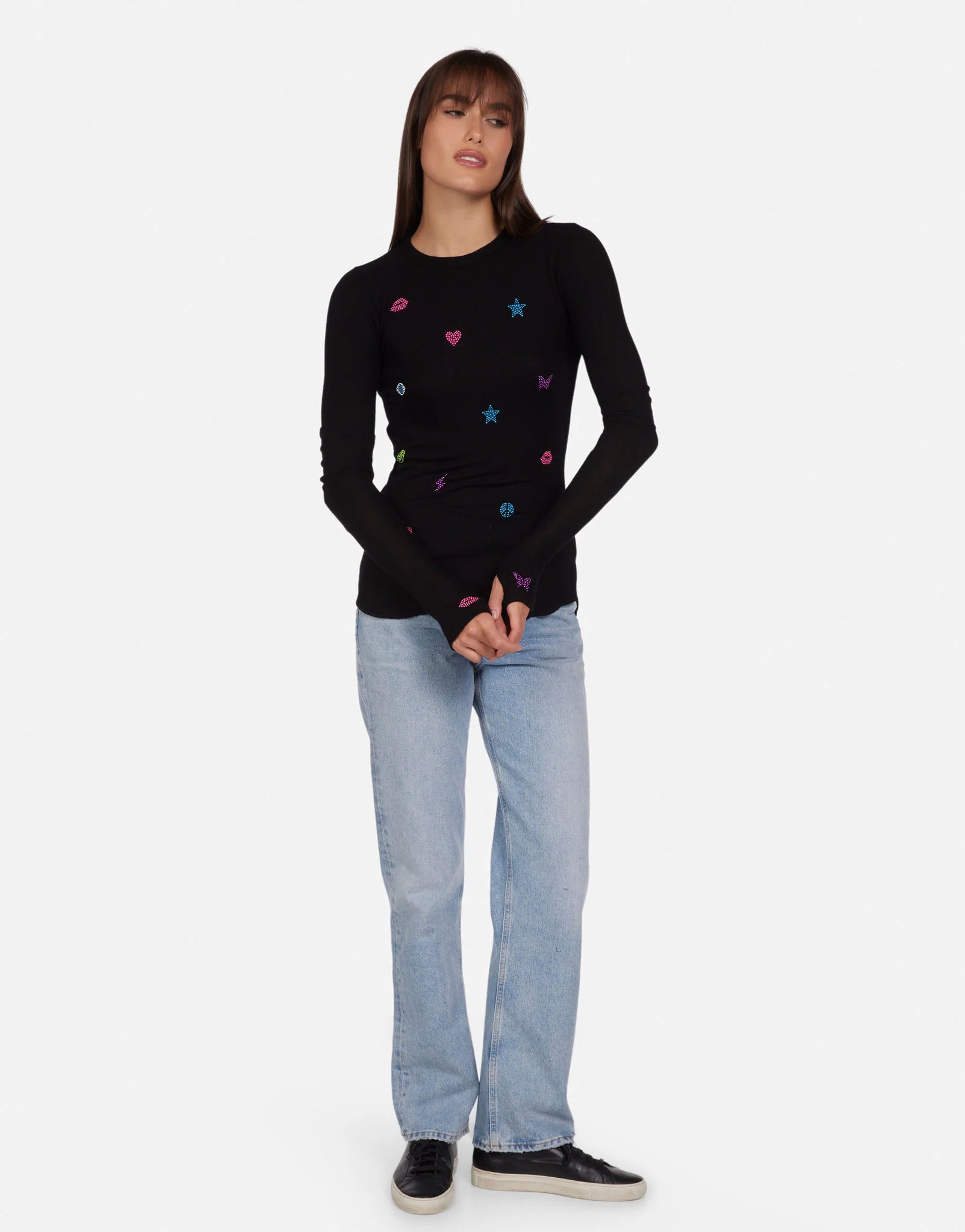Lauren Moshi McKinley Neon Stud Elements Thermal Top Long Sleeved Top by Lauren Moshi as seen on celebrities