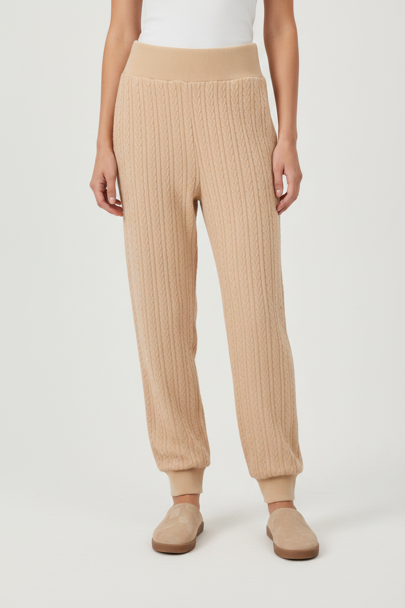 PIXIE & PEACH Maeve Crop Cable Knit Jogger