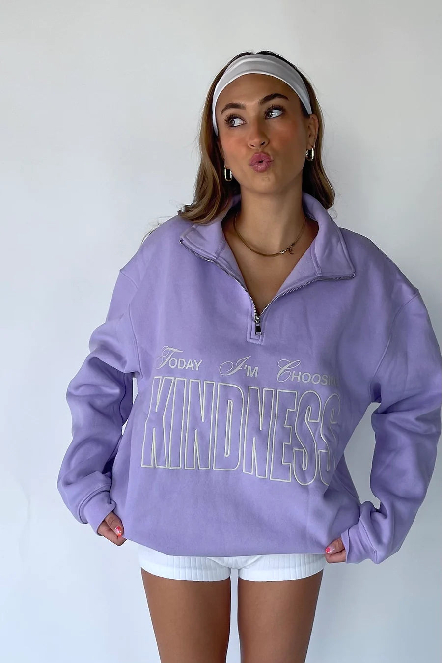 Shop The Mayfair Group Mayfair Choose Kindness Half-Zip Sweatshirt as seen on Chloe Meadows online at Spoiled Brat