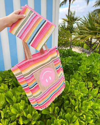 Packed Party Bring On The Fun Luxe Woven Rainbow Everything Pouch Bag