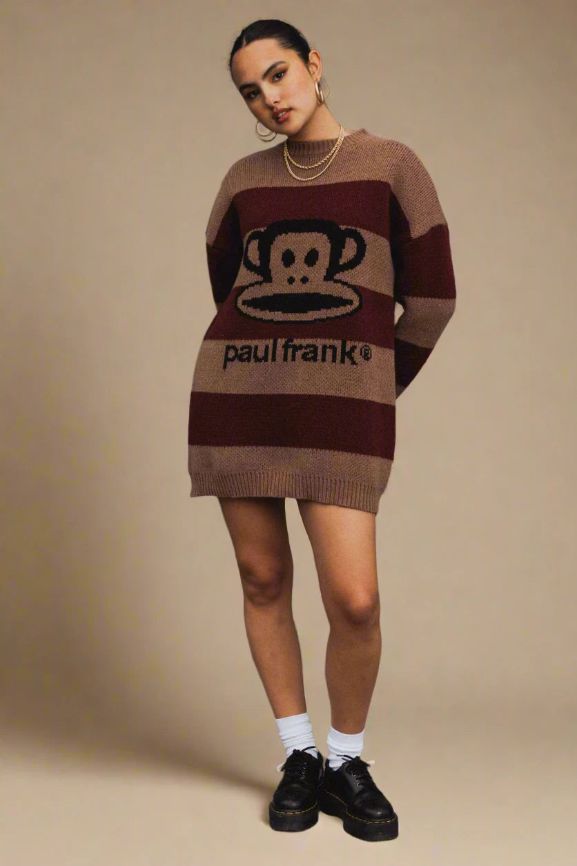 Paul Frank x Daisy Street Knitted Jumper Dress Zip Up Hoodie by Daisy Street as seen on celebrities