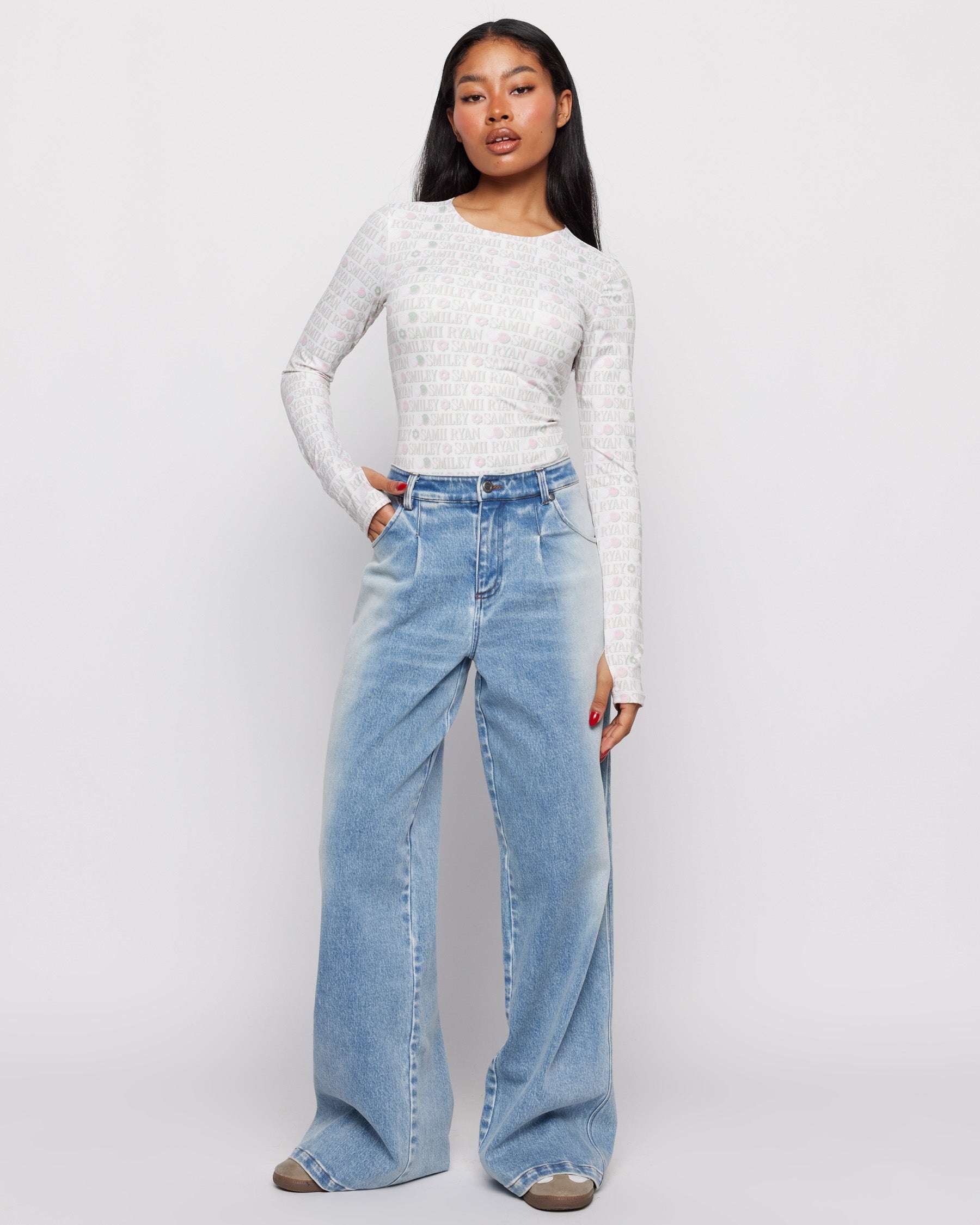 Samii Ryan x Smiley® Denim Jeans MOM Jeans by Samii Ryan as seen on celebrities