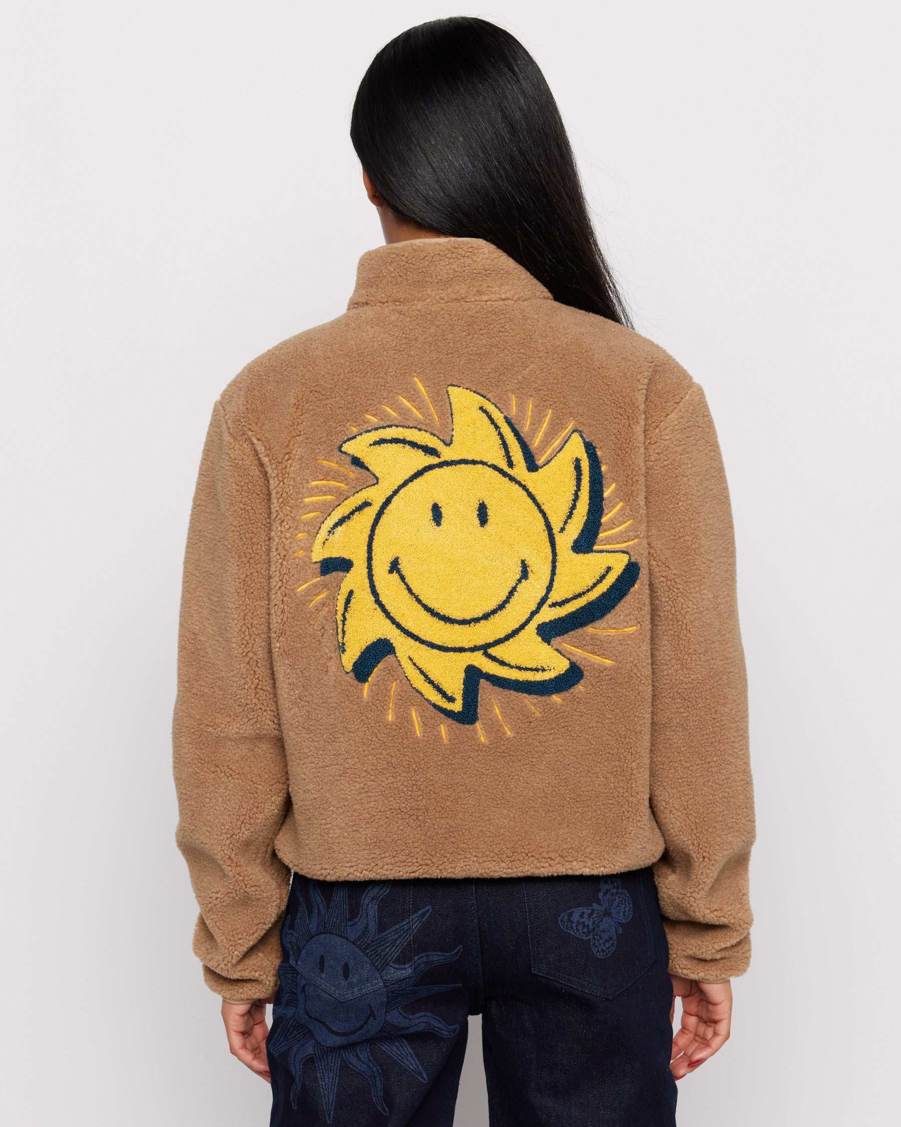 Samii Ryan Smiley® Sunshine Sherpa Jacket as seen on Sarah Jayne Dunn Jacket by Samii Ryan as seen on celebrities