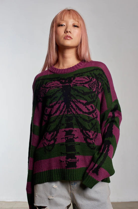 Shop The Ragged Priest The Ragged Priest Skeleton Stripe Knit Jumper online at Spoiled Brat