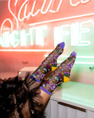 Sock Candy '80s Disco Black Sheer Crew Sock Socks by Sock Candy as seen on celebrities