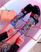 Sock Candy '80s Disco Black Sheer Crew Sock Socks by Sock Candy as seen on celebrities