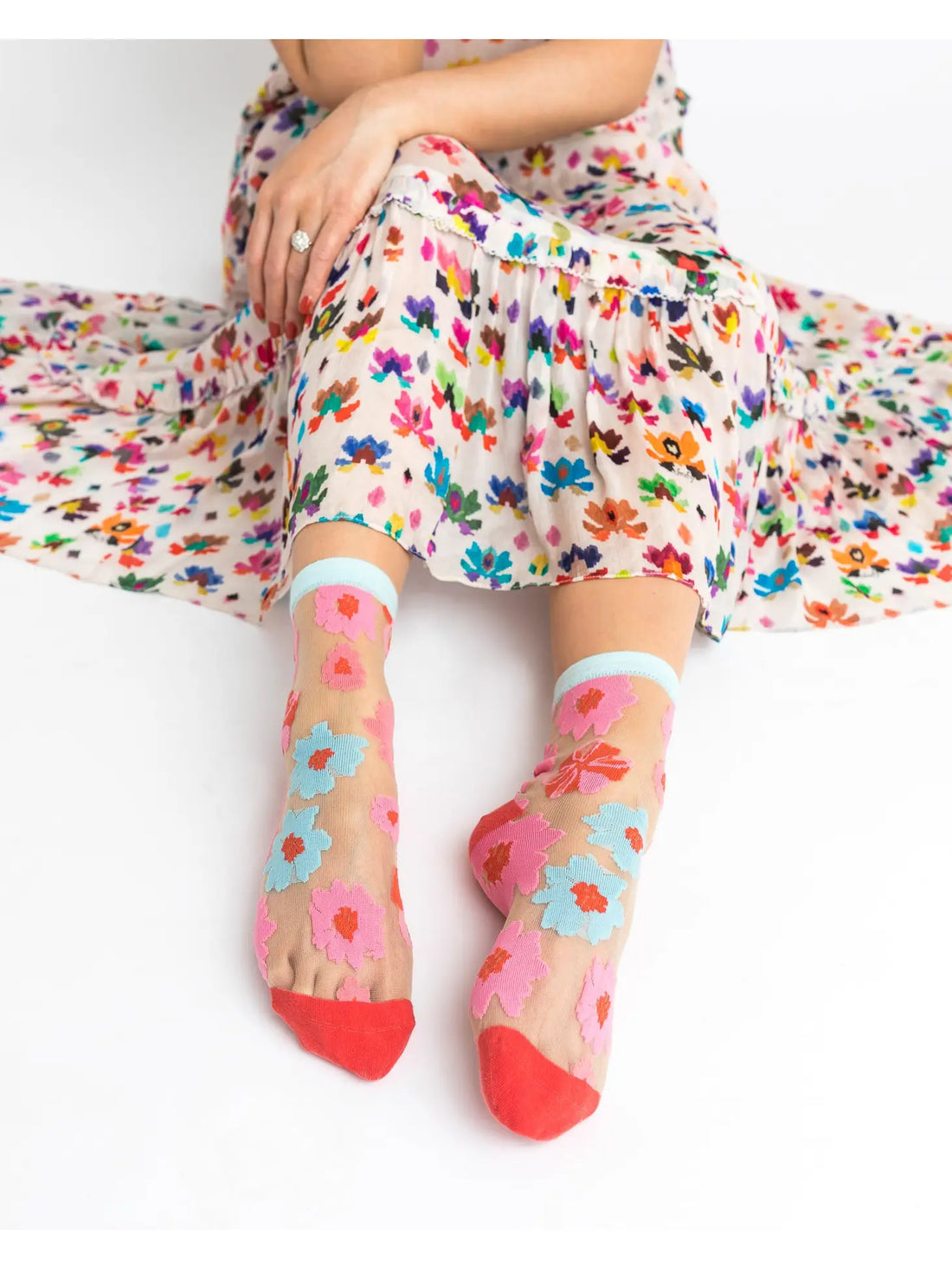 Buy Sock Candy Ribbon Roses Sheer Ankle Sock Online