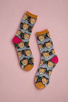 Sock Candy Teddy Bear Ruffle Black Sheer Crew Sock Socks by Sock Candy as seen on celebrities