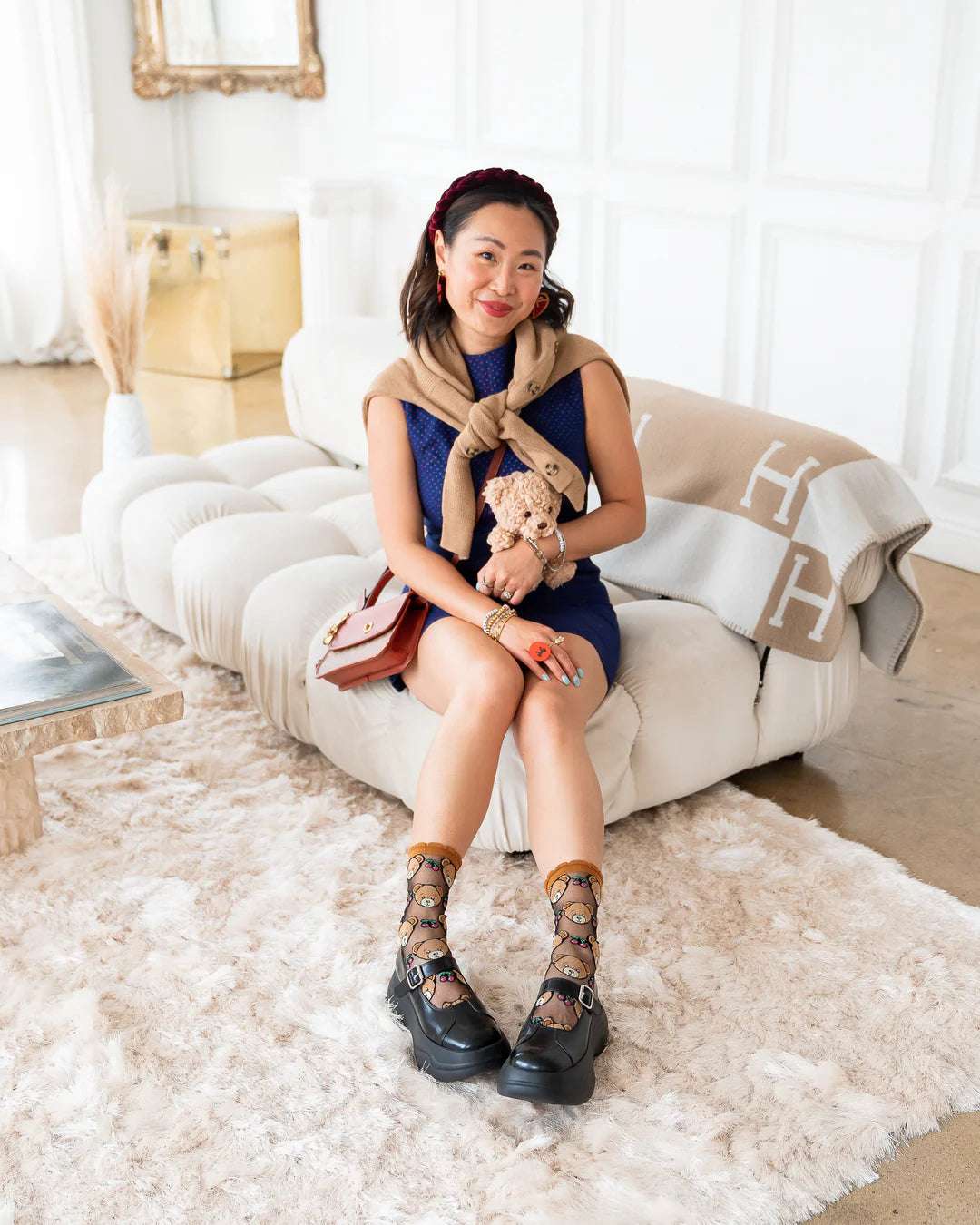 Sock Candy Teddy Bear Ruffle Black Sheer Crew Sock Socks by Sock Candy as seen on celebrities