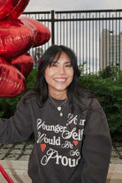 The Mayfair Group Your Younger Self Charcoal Sweatpants Sweatpants by The Mayfair Group as seen on celebrities