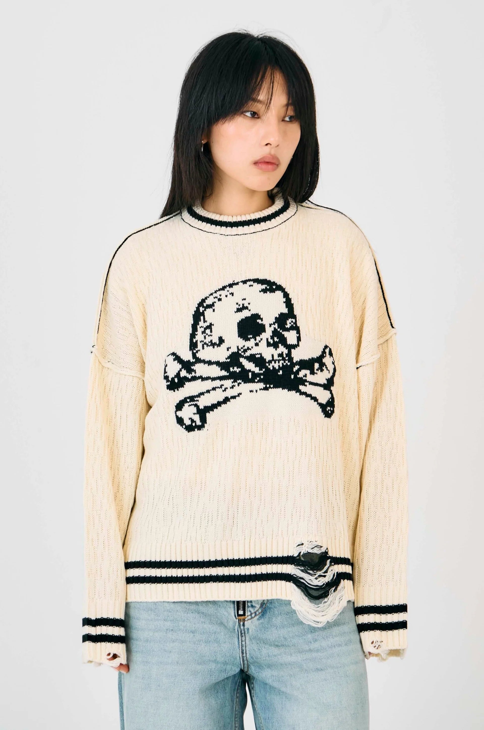 Shop The Ragged Priest Cult Skull Knit Jumper Online