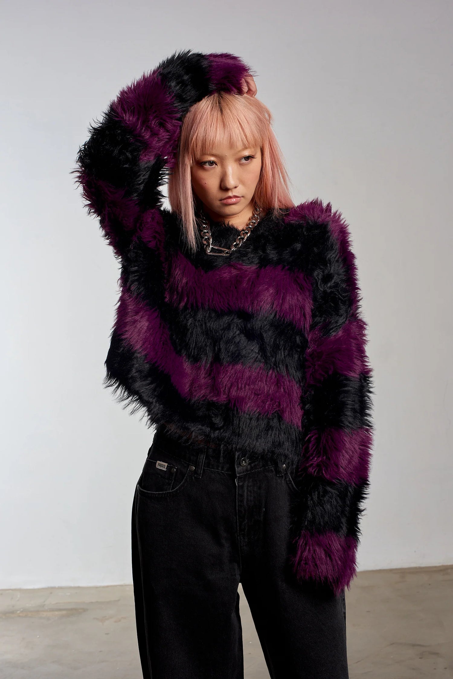 Shop The Ragged Priest The Ragged Priest Humbug Fluffy Stripe Knit Jumper online at Spoiled Brat