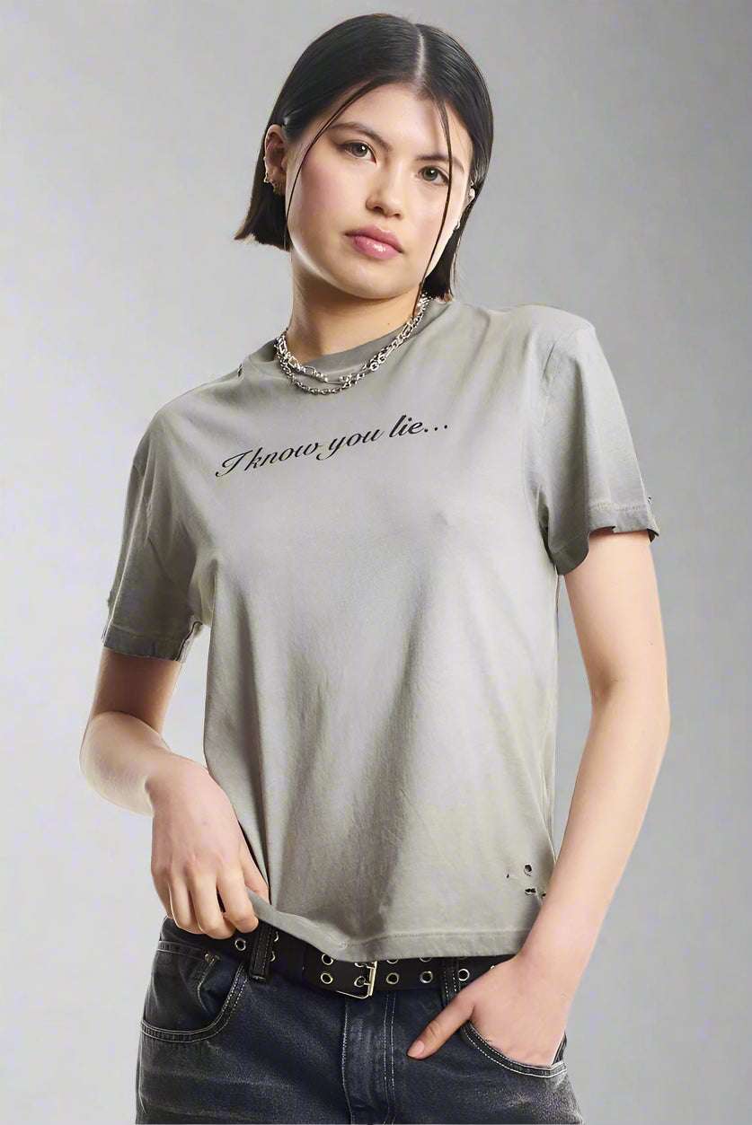 The Ragged Priest Liar Slogan Tee T-Shirt by The Ragged Priest as seen on celebrities