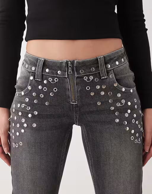 Shop The Ragged Priest The Ragged Priest Locket Charlie Studded Jeans Jeans for women – premium loungewear and festival fashion at Spoiled Brat