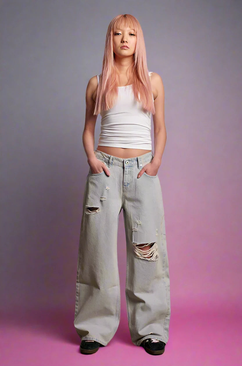The Ragged Priest Pink Wash Distressed Release Jeans Boyfriend Jeans by The Ragged Priest as seen on celebrities