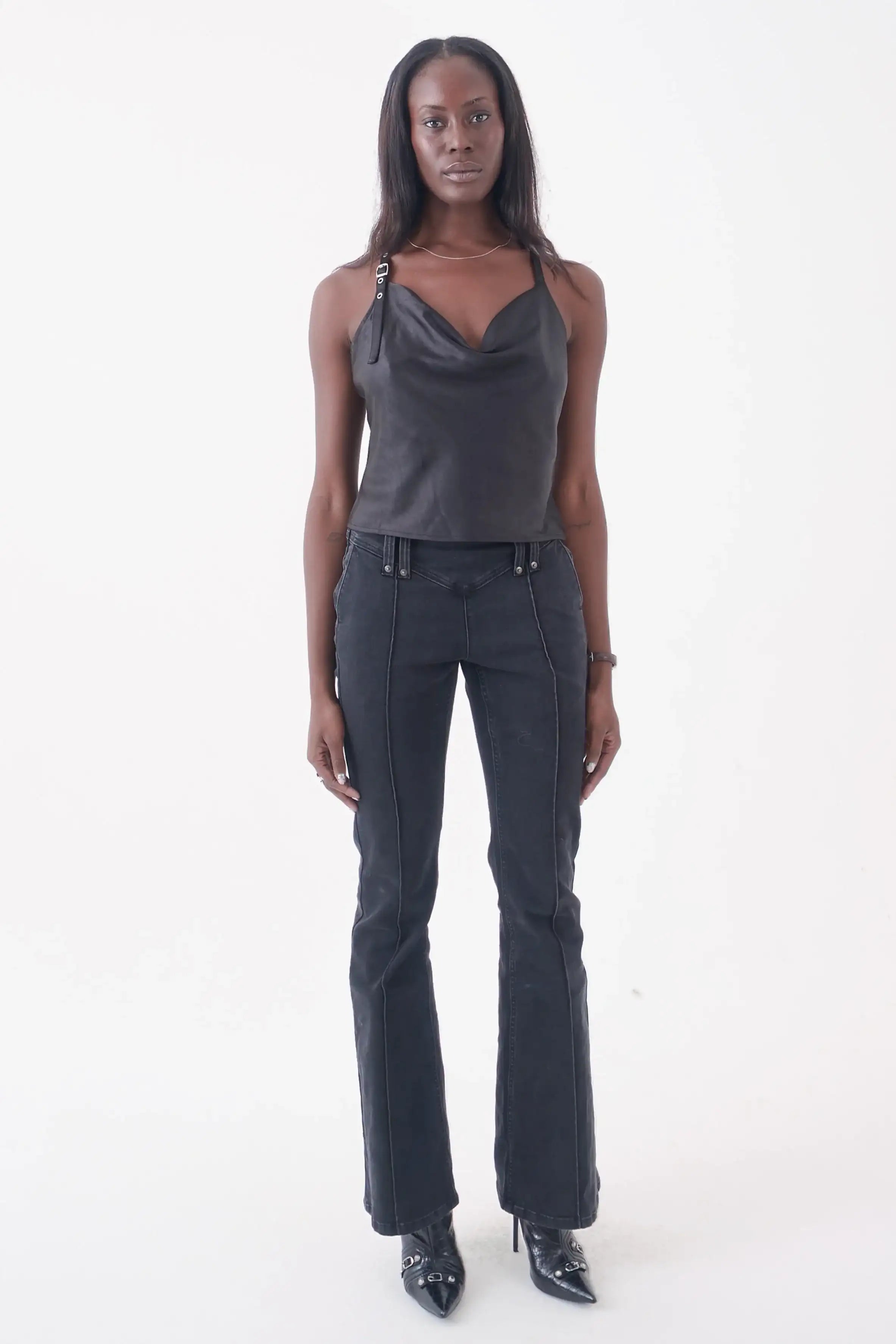 The Ragged Priest Raven Satin Chain Cami Top