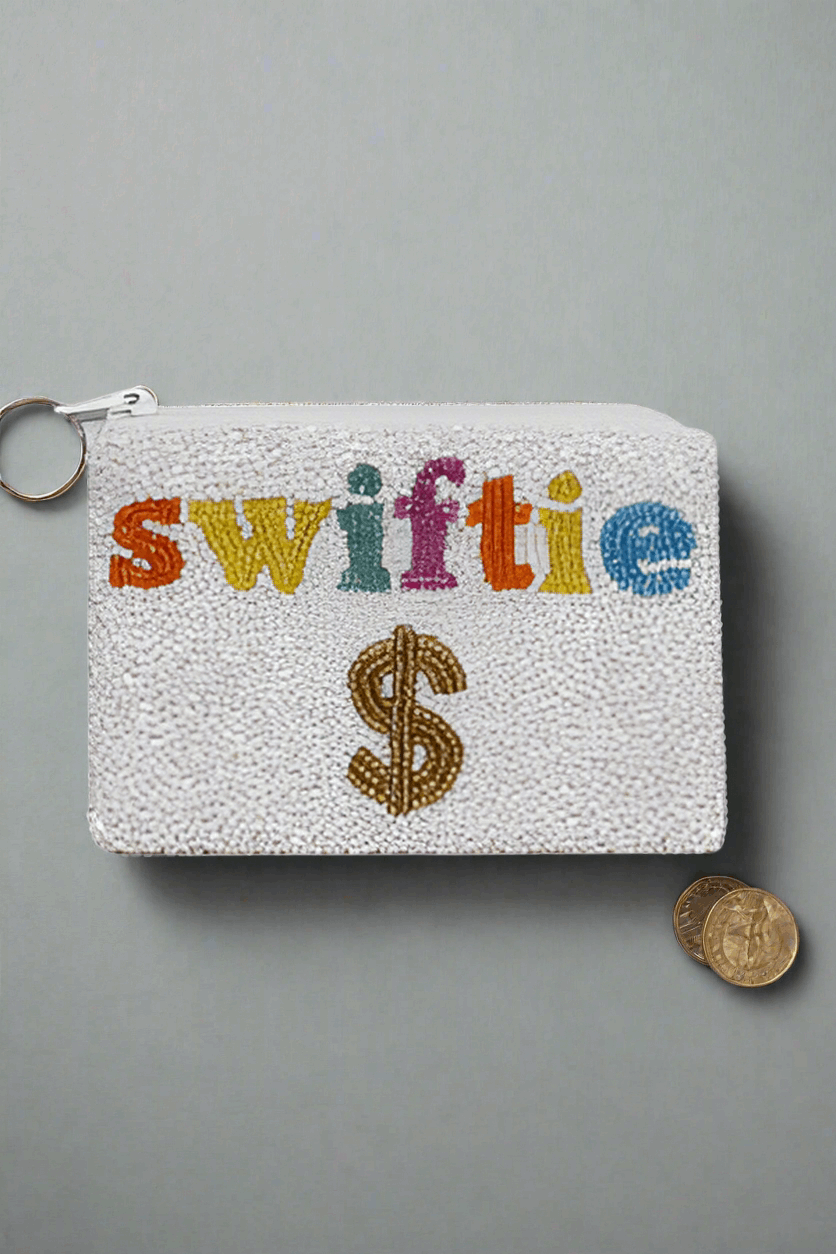 Tiana Designs Hand Beaded SWIFTIE Coin Purse Purse by Tiana New York as seen on celebrities