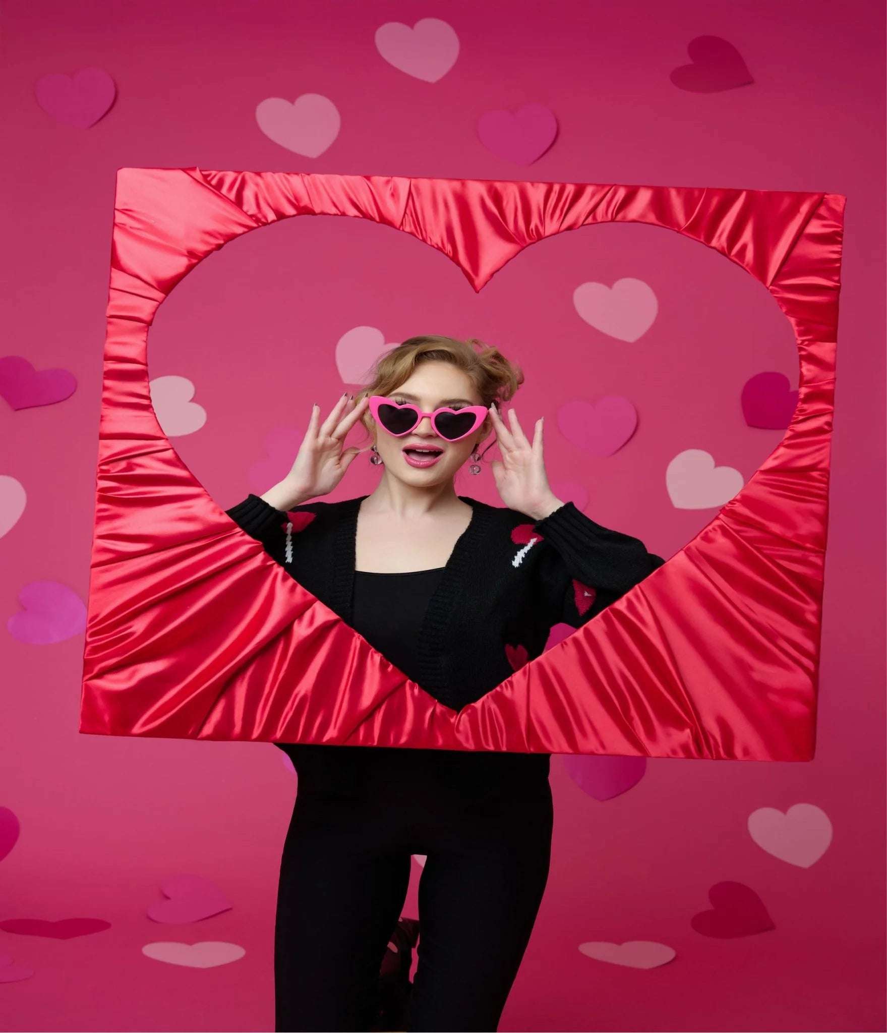 Unique Vintage x Barbie Hot Pink Heart Frame Sunglasses Sunglasses by Unique Vintage as seen on celebrities
